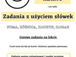Zadania z użyciem słówek: suma, różnica, iloczyn, iloraz. Klasa 4, klasa 5 i nie tylko :-)