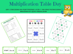 Multiplication Table Day - Dzień Tabliczki Mnożenia, język angielski, liczby 1-100, CLIL - gry: bingo, domino i trimino, karta pracy