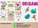 Gazetka szkolna ORIGAMI składanie papieru, 6 plansz + 4 dekoracje + napis PDF
