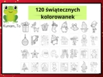 120 świątecznych/zimowych kolorowanek