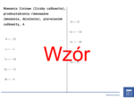 Równania liniowe (liczby całkowite), przekształcenia równoważne (mnożenie, dzielenie), pierwiastek całkowity | matematyka, algebra | 26 kolumn