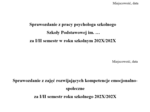 Sprawozdanie z pracy psychologa szkolnego, sprawozdanie z zajęć rozwijających kompetencje emocjonalno- społeczne.
