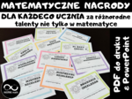 Zabawne matematyczne nagrody, dyplomy, podziękowania na koniec roku szkolnego.