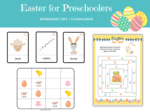 Easter For Preschoolers - Wielkanoc dla przedszkolaka - zestaw kart pracy do nauki języka angielskiego dla przedszkolaków i uczniów zerówki przedszkolnej, 8 różnych zadań, łączenie, liczenie, sudoku, labiryt, I spy, karty obrazkowe