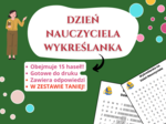 🔎 Wykreślanka – Dzień Nauczyciela, Szkoła podstawowa • Świetlica • Godzina wychowawcza • klasy 1-8