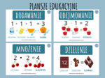PLANSZE EDUKACYJNE - DODAWANIE, ODEJMOWANIE, MNOŻENIE, DZIELENIE