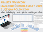 Analiza wyników egzaminu ósmoklasisty (E8) z języka polskiego w 2025 r. - arkusz kalkulacyjny, wzór raportu, szablon prezentacji na radę pedagogiczną