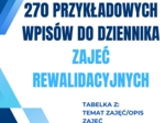 270 przykładowych wpisów do dziennika zajeć rewalidacyjnych