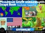 Escape Room Dookoła Świata - Mnożenie liczb mieszanych EDYTOWALNY w Prezentacjach Google lub PowerPoint