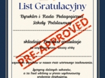 List Gratulacyjny dla rodziców- wysokie wyniki w nauce i wzorowe zachowanie