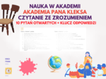📚 Karta pracy, czytanie ze zrozumieniem do rozdziału „Nauka w Akademii” – „Akademia Pana Kleksa”! 🌟