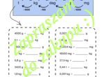 Zamiana jednostek masy - karta pracy/kartkówka z odpowiedziami.