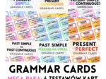 ZESTAW: MIX CZASÓW - GRAMMAR CARDS - 6 zestawów - 572 kart - czasy - uzupełnianie luk - gramatyka - Present Simple - Present Continuous - Past Simple - Present Perfect - Past Continuous