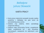 Balladyna - karta pracy