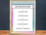 Zestaw Obrazków do szkolnej sali z możliwością DRUKU. Tabliczka Mnożenia, zasady klasy, tekst Inspirujący.