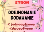 Matematyka dodawanie odejmowanie