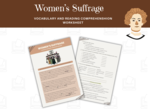 Women's Suffrage - Reading comprehension and vocabulary worksheet - Prawa Wyborcze Kobiet w Wielkiej Brytanii, Sufrażystki, Czytanie ze zrozumieniem, słownictwo - Karty pracy z języka angielskiego na dwa poziomy zaawansowania - podstawowy i średniozaawan