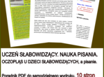 UCZEŃ SŁABOWIDZĄCY. NAUKA PISANIA. OCZOPLĄS U DZIECI SŁABOWIDZĄCYCH, a pisanie. Poradnik PDF do samodzielnego wydruku.