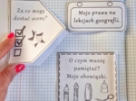 Przedmiotowe zasady oceniania (PZO) z geografii (klasa 5). Interaktywna notatka do wycinania, zginania i wypełniania przez ucznia.