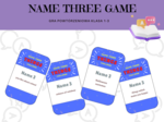 Name three - wymień trzy, gra powtórzeniowa dla klas 1-3 szkoły podstawowej w stylu 5 sekund, język angielski, 100 pytań, słownictwo, dodatkowo pusty szablon