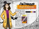 Klasa 8. Fizyka. Kolorowanka naukowa na temat prądu elektrycznego w klimacie Halloween.
