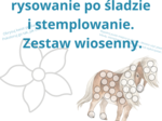 Grafomotoryka - rysowanie po śladzie i stemplowanie. Zestaw wiosenny przedszkolny.