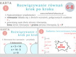 Rozwiązywanie RÓWNAŃ bez nawiasów - KROK PO KROKU czyli skuteczne metody nauczania / KARTY PRACY kl.6 – kl. 8 PDF/ ponad 90 przykładów + ROZWIĄZANIA