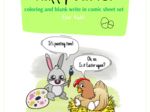 Happy Easter Colouring and Blank Comic Write-in Sheet Page