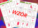 (klasa 5 klasa 6) Rozpoznawanie i nazywanie elementów brył - 3 karty pracy, w tym jedna z hasłem.
