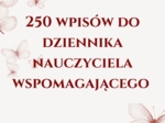 250 przykładowych wpisów do dziennika nauczyciela wspomagającego / współorganizującego