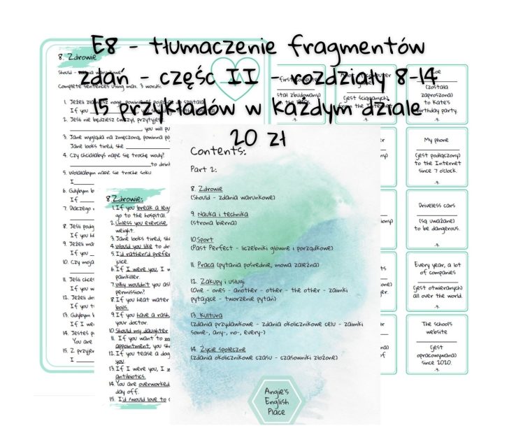 E8 tłumaczenie fragmentów zdań part 2 rozdziały 8 14 Złoty