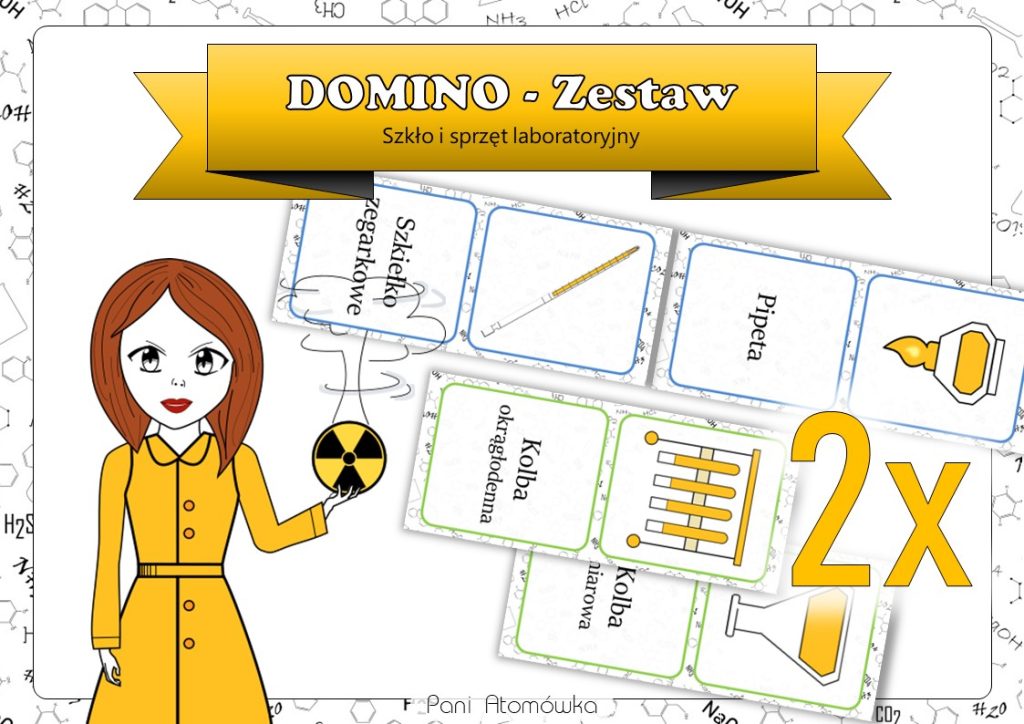 Klasa 7 Chemia Szkło i sprzęt laboratoryjny Domino ZESTAW Złoty