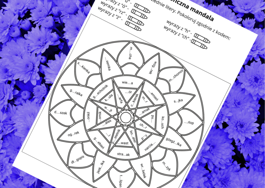 ORTOGRAFICZNA mandala wyrazy z Ó U CH H RZ Ż ortografia Złoty