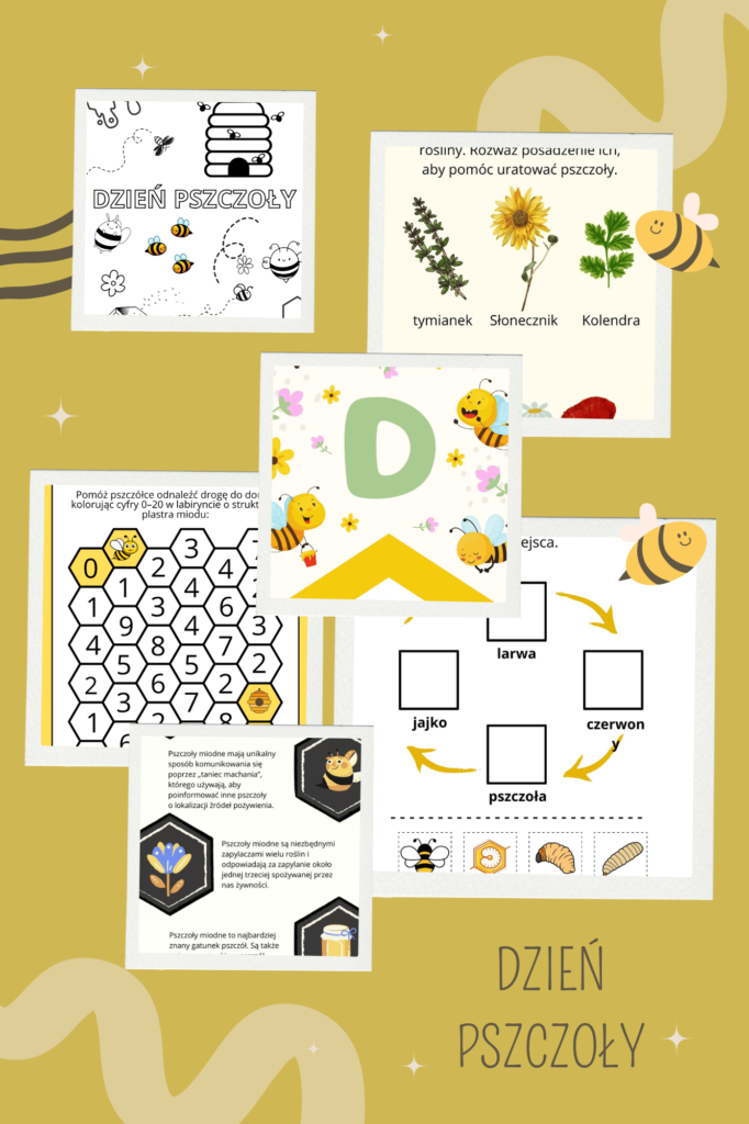Dzień Pszczoły kolorowanka a4 i XXL infografiki dostępne dwa