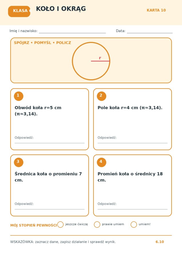 Matematyka – klasa 5 | 12 graficznych kart pracy + klucz odpowiedzi