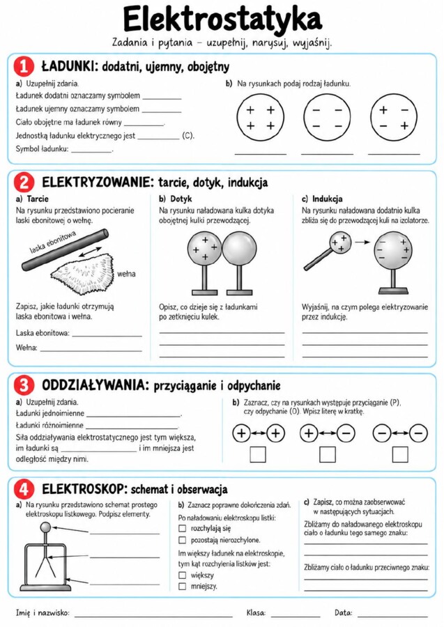 Fizyka – 15 graficznych kart pracy dla klasy 8 z kluczem odpowiedzi