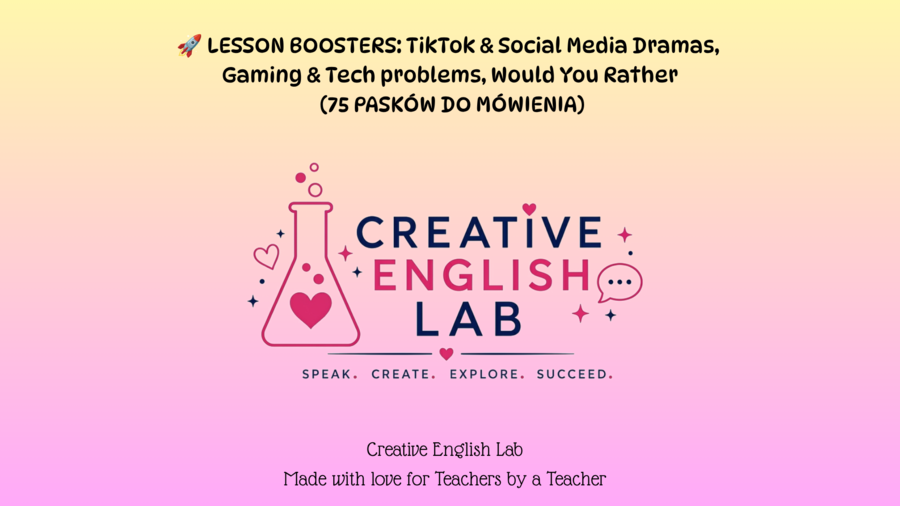 🚀ROZGRZEWKA JĘZYKOWA  LESSON BOOSTERS: TikTok Dramas, Gaming & Tech, Would You Rather (75 PASKÓW  DO MÓWIENIA)