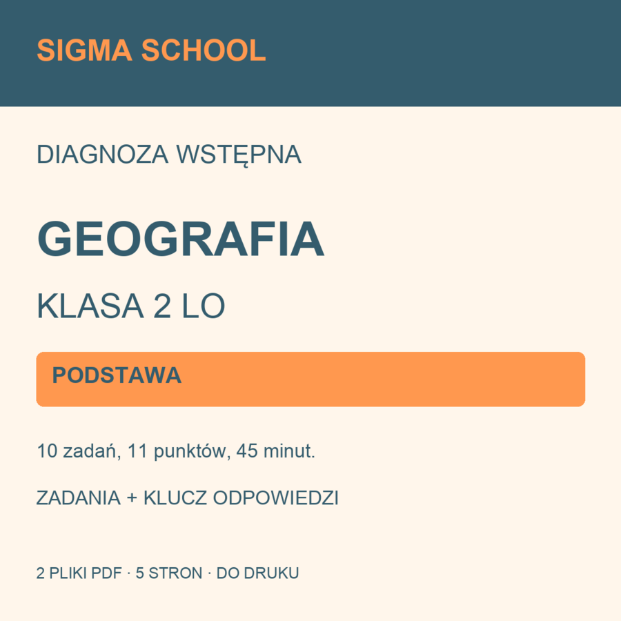Diagnoza wstępna — geografia, klasa 2 LO — PODSTAWA + klucz i analiza