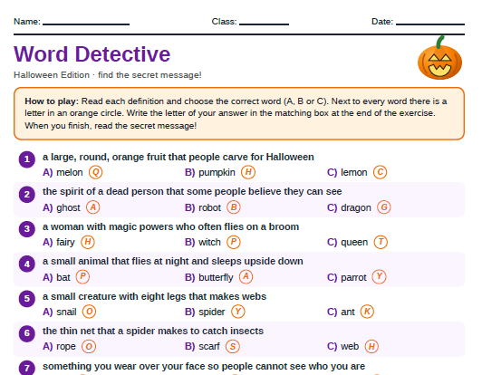 Word Detective- Halloween Edition