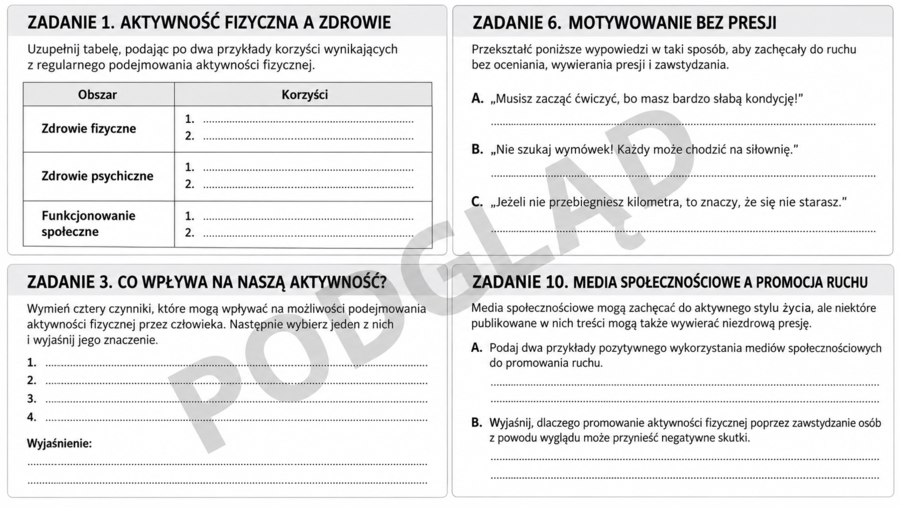 KARTA PRACY + KLUCZ W RYTMIE RUCHU KU ZDROWIU| edukacja zdrowotna