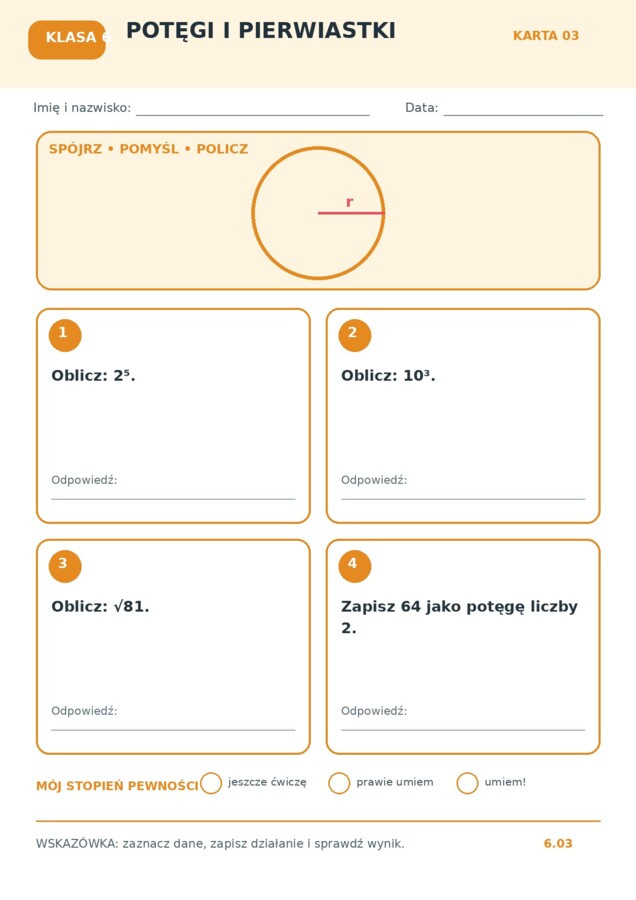 Matematyka – klasa 4 | 12 graficznych kart pracy + klucz odpowiedzi