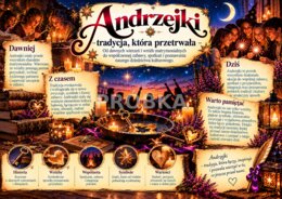 ANDRZEJKI - MIĘDZY TRADYCJĄ, SYMBOLEM A ZABAWĄ Gazetka edukacyjna | 17 plansz