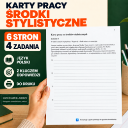 Środki stylistyczne – peryfraza, oksymoron i inne | karty pracy z odpowiedziami | klasy 7–8, egzamin ósmoklasisty