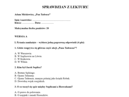 Sprawdzian- Pan Tadeusz