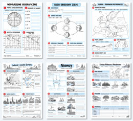 Geografia – klasa 6 | 15 graficznych kart pracy + klucz odpowiedzi