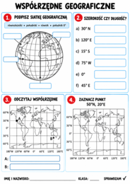 Geografia – klasa 6 | 15 graficznych kart pracy + klucz odpowiedzi