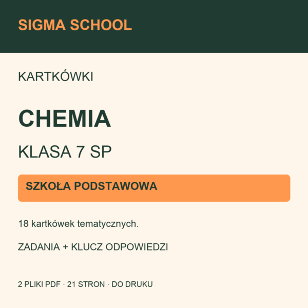 Kartkówki — chemia, klasa 7 SP + klucz odpowiedzi