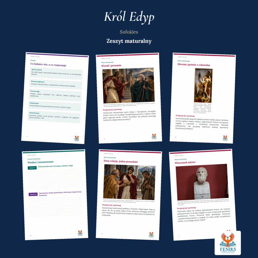 Król Edyp — Sofokles | Zeszyt maturalny: szczegółowe omówienie, 94 zadania i klucz odpowiedzi