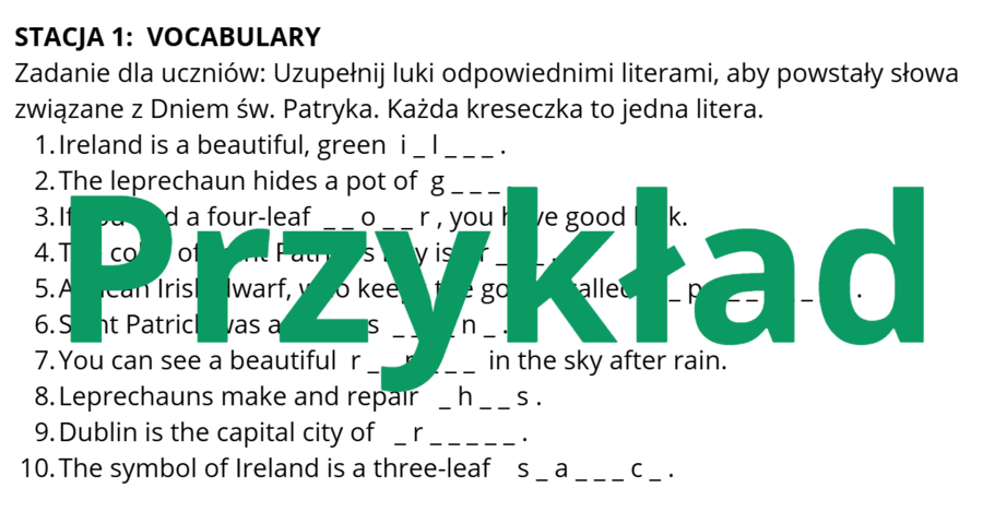 St. Patrick's Day- stacje dydaktyczne