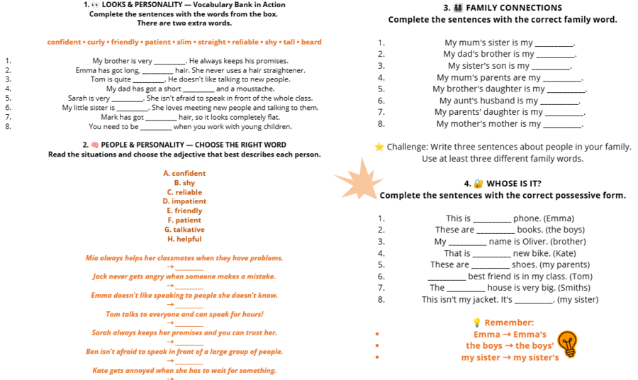 E8 Unit 1 – Człowiek | Vocabulary, Grammar, Reading & Speaking